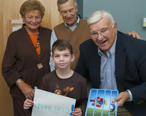 The first iPad recipient from The Richard S. Fusco Foundation at MassGeneral Hospital for Children.